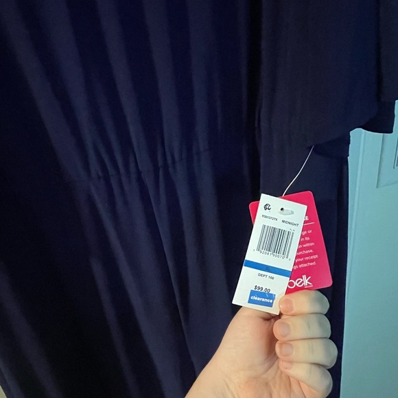 Elegant Blue Jumpsuit with Embellished Neckline - Picture 4 of 6